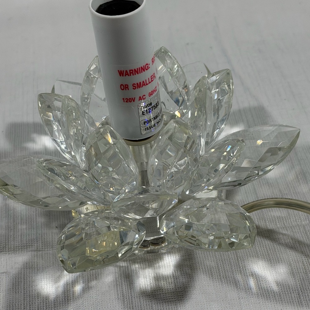 Crystal Lotus Table Lamp with Beige Shade - Picture 4 of 8